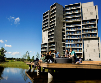 Outdoor area at campus house in Odense, SDU