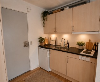Kitchen area at Grejsdalsvej in Vejle, student housing for full degree international students at SDU