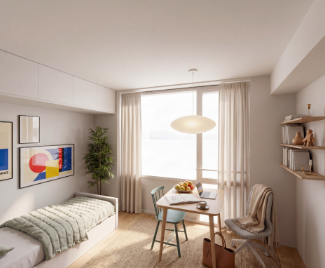 Nova Living in Vejle, room and sleeping area
