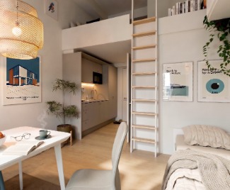Nova Living in Vejle, living area and kitchenette 