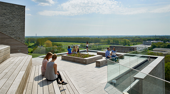 Billedet viser Campus Kollegiets tagterrasse
